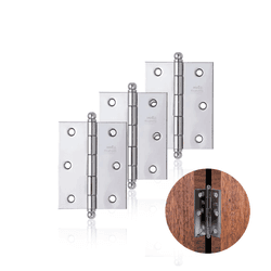 Dobradiça Comum Em Cromado 3.1/2" Pol Com Pino Bola União Mundial