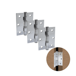 Dobradiça Comum Em Cromado 3" Pol Com Rolamento Aquataly