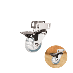 Rodízio Transparente 50 Mm Com Freio Chapa U 16 Mm Cromado