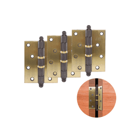 Dobradiça Comum Em Latonado Oxidado 4" X 3" Pol Com Pino Bola E Anel União Mundial