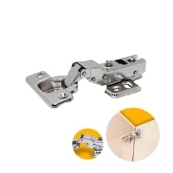 Dobradiça Hd 35 Mm Curva Com Amortecedor E Calço Fixo 4 Furos