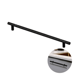 Puxador Haste Redondo Preto Com Friso 448 Mm / 49,5 Cm Para Gavetas Mk