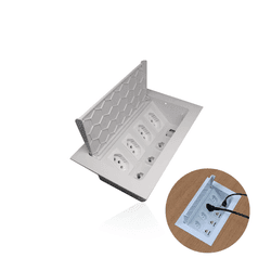 Caixa de Tomada Branca Para Embutir Em Mesa E Painel Com 4 Tomadas E 3 Conectores Cat5e Dutotec